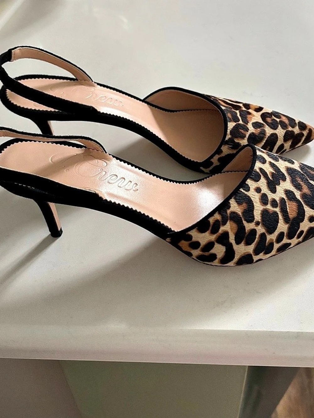 J.Crew Robin slingback kitten heels in printed calf hair Robin Leopard Print